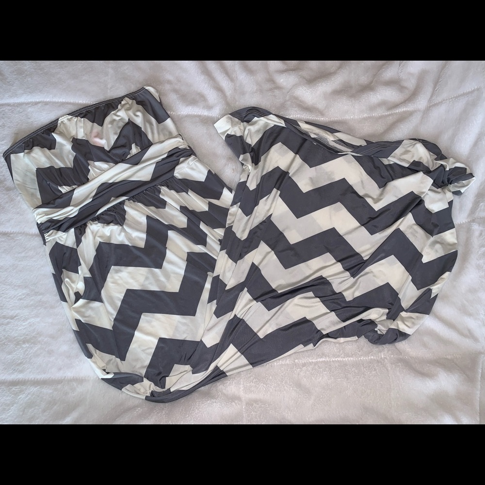 Gray and white chevron maxi dress